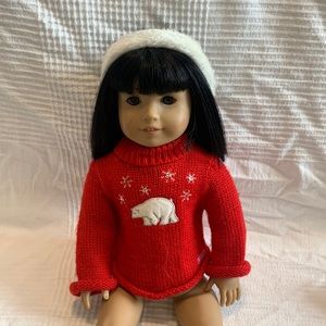 American Girl Doll Red Polar Bear Sweater